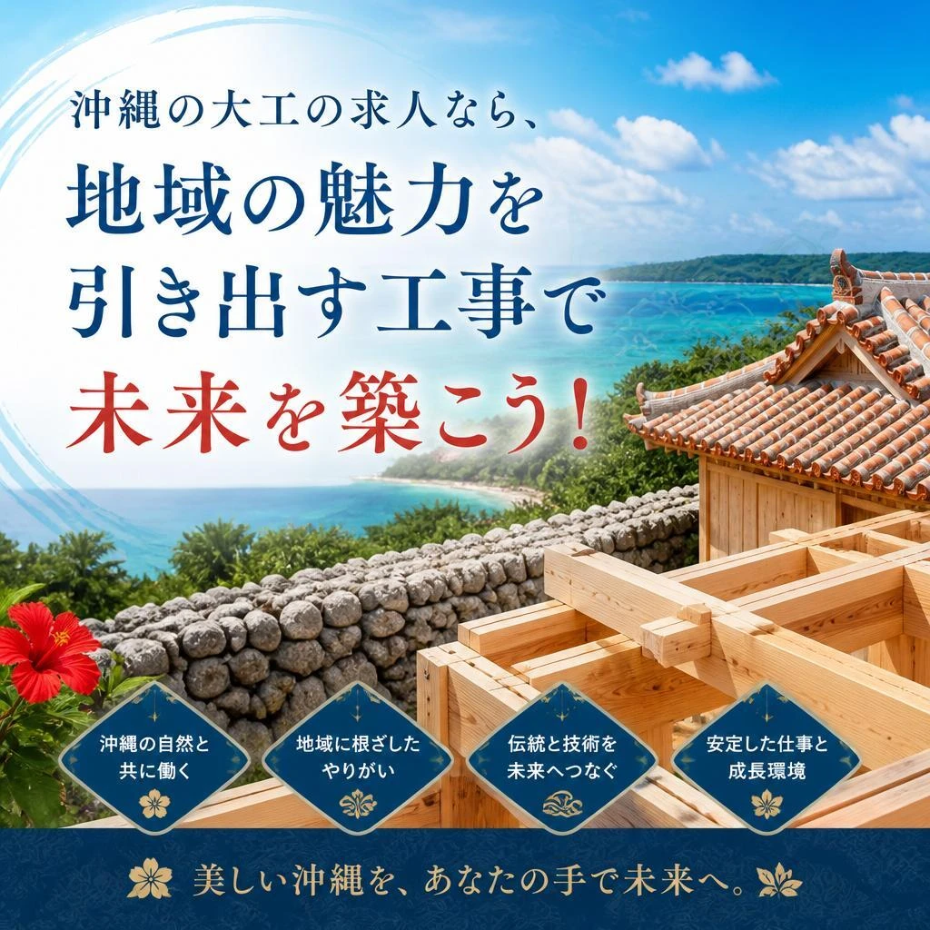 沖縄の大工の求人なら、地域の魅力を引き出す工事で未来を築こう！